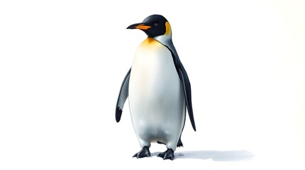 Obraz premium King Penguin on a white background, glowing 