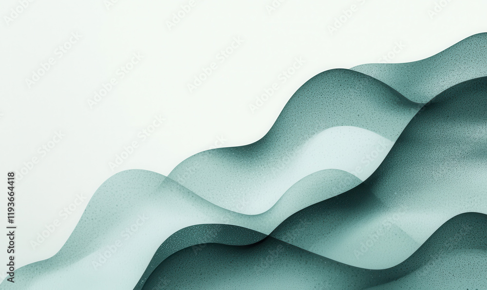 Poster explore tranquil abstract art: elegantly layered wave patterns in soft gradients offering a serene a