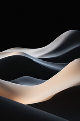 Exploring the Ethereal Dance of Light and Waves: Minimalist Curved Forms Creating Harmonious Abstract Serenity and Fluidity