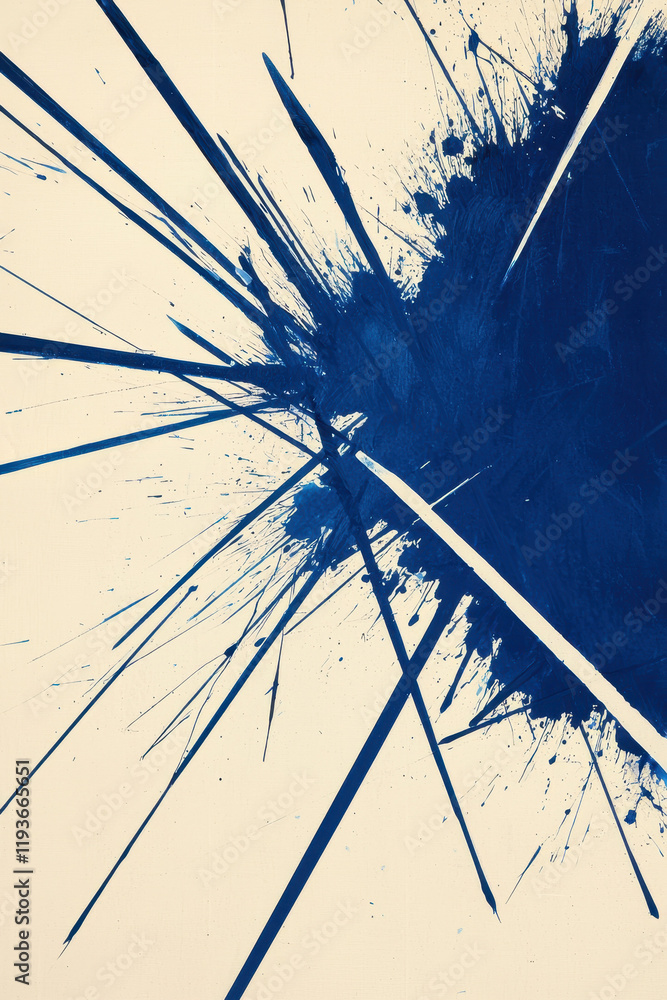 Poster explosive blue abstract art on canvas capturing dynamic energy and creative expression through splat