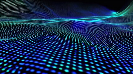 Abstract blue and green digital wave pattern.