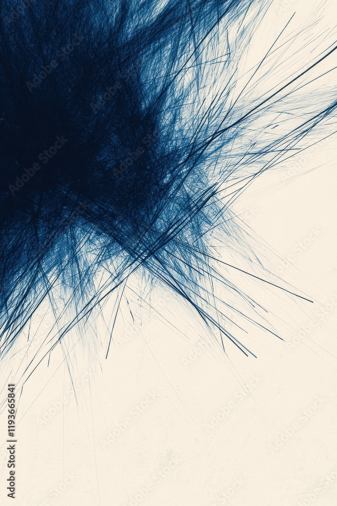 Poster dynamic abstract design with geometric blue lines on minimalist background