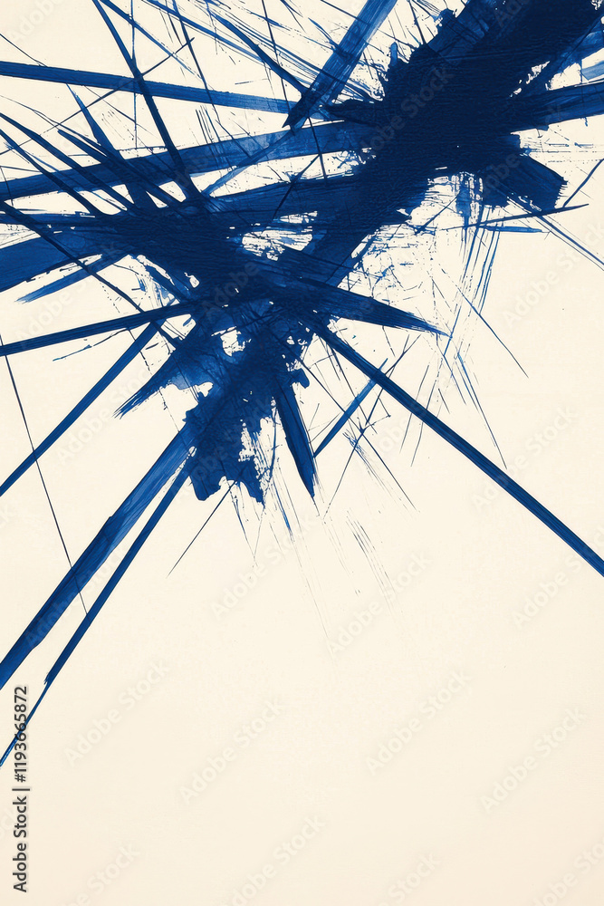 Aufkleber dynamic abstract painting with bold blue strokes creating a striking visual impact on minimalist can