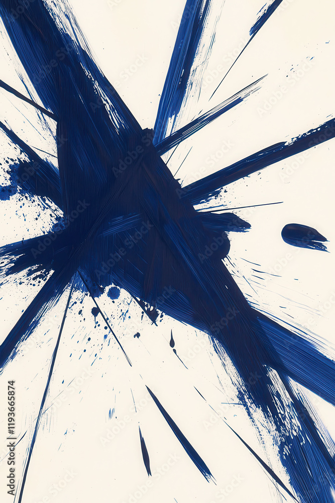 Poster dynamic abstract blue paint splash expressing modern artistic creativity and energy through brushstr