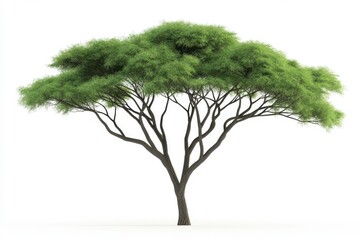 3D Acacia Tree Isolated and White Background