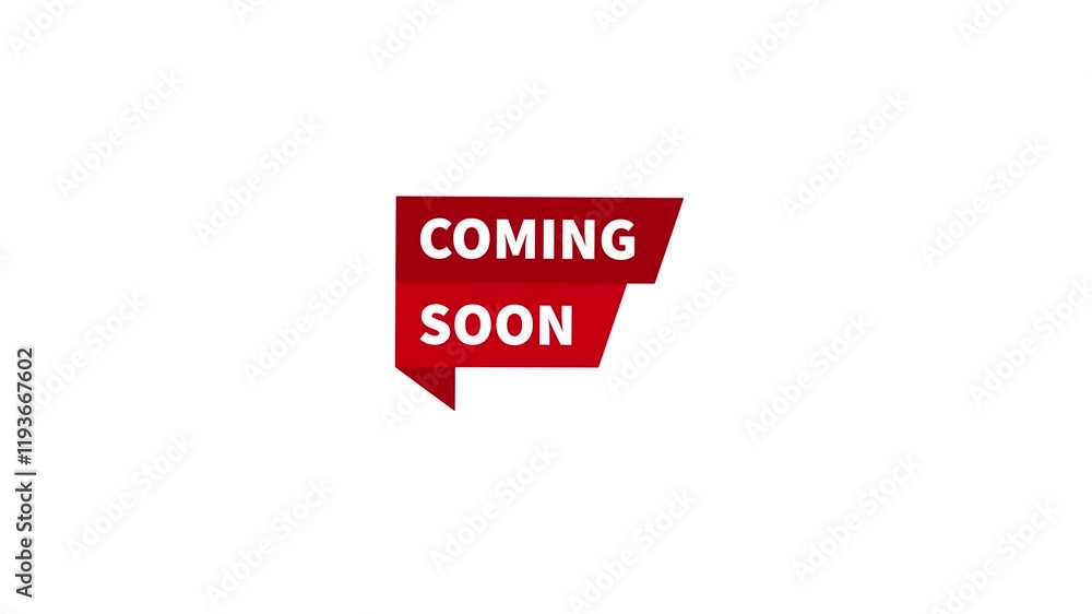 Sticker coming soon speech bubble. Coming soon label. Neon style. Megaphone banner. Web design. Motion graphics.