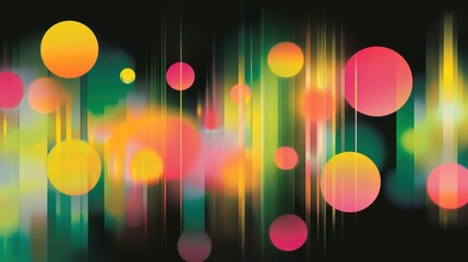 Abstract colorful background with glowing circles and vertical light streaks.