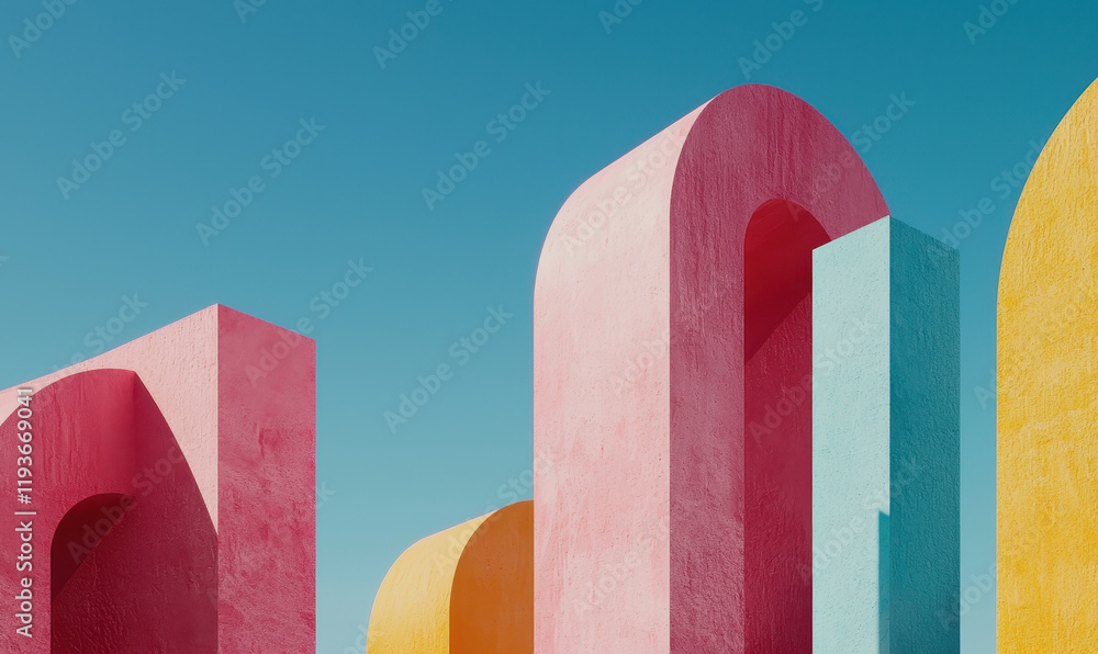Aufkleber explore colorful geometric architecture: a modern expression of vibrant design in urban structures a