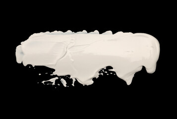 Art Oil, Acrylic smear painting blot cloud shape element. Abstract relief texture white, beige gray color brush stroke stain on black background.