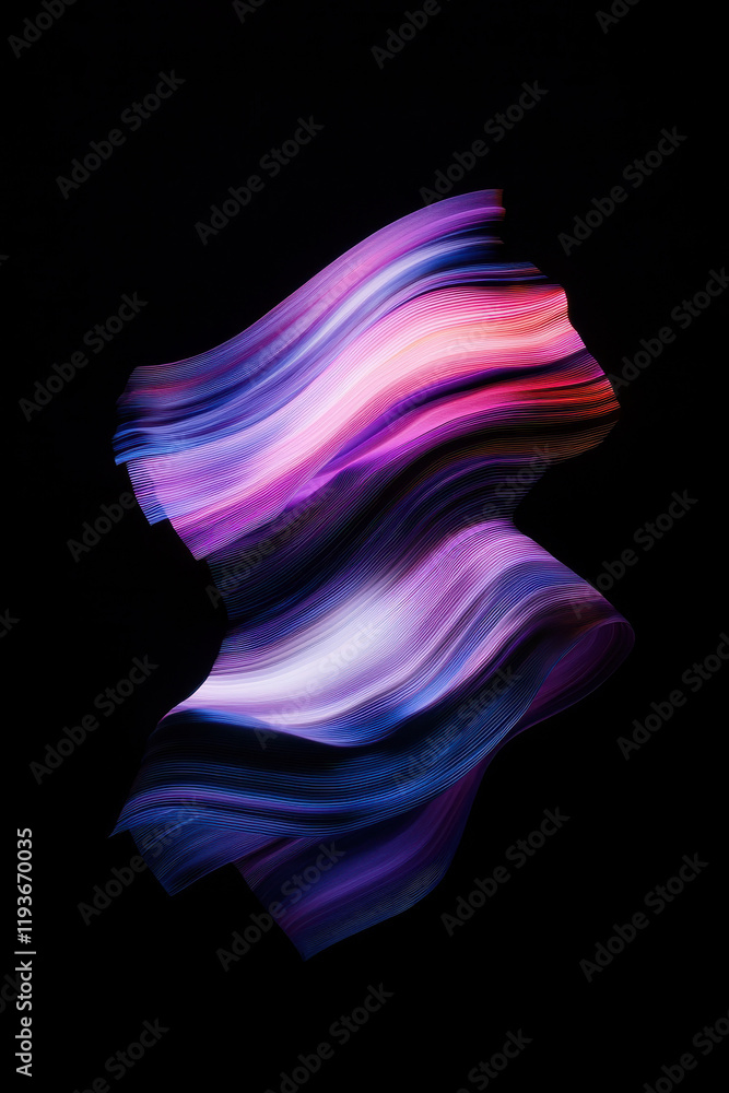 Poster vibrant abstract digital art: dynamic waves of color and texture in modern creative design