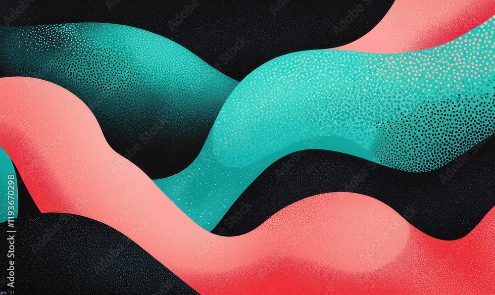 Poster Vibrant Abstract Waves and Colorful Patterns in Dynamic Digital Art Composition