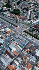 Aerial View of Busy Aricanduva and Itaquera Avenue Intersection in S&atilde;o Paulo, Brazil