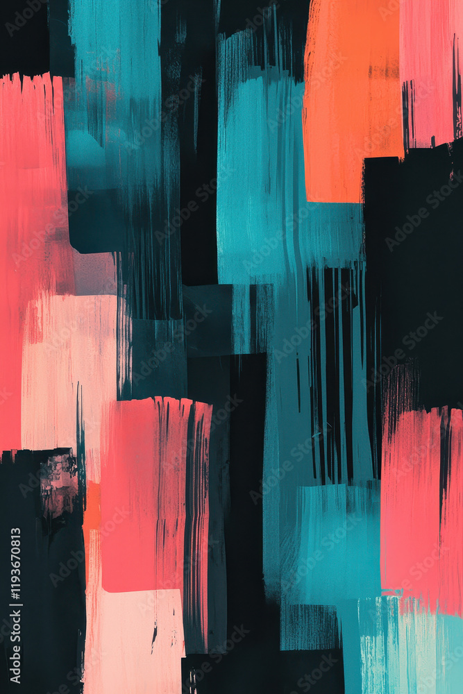 Poster vibrant abstract expressionism with bold brush strokes in modern color palette: dynamic visual artis