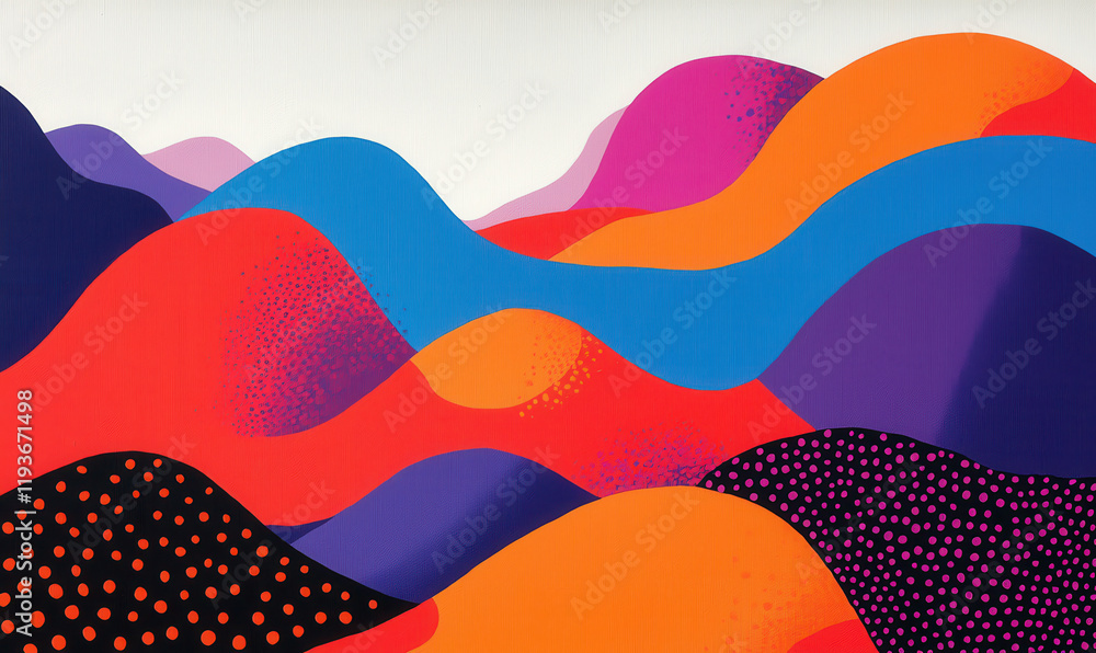 Poster Dynamic Abstract Art Composition with Vibrant Colors and Flowing Curved Patterns Creating a Captivating Visual Experience