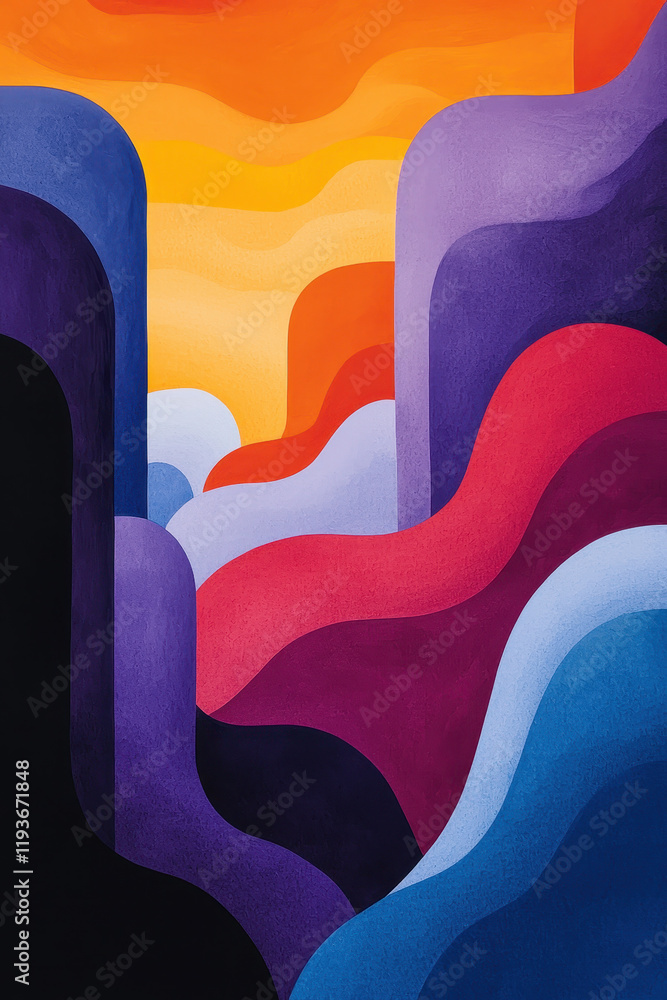 Poster vibrant abstract expression of colorful waves and dynamic curves in a harmonious gradient painting