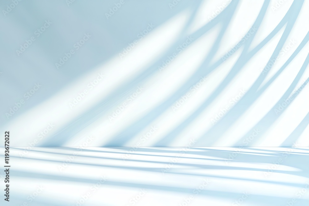 Poster this abstract image features delicate, flowing shadows on a soft blue background, creating a serene 