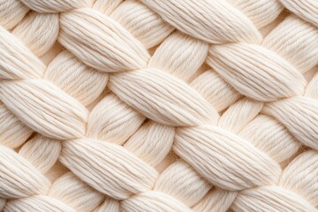 Close-up view of intricately braided natural wool fibers, showcasing the texture and craftsmanship involved in creating soft, tactile yarn used in various crafts.