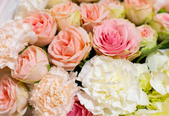 Close-up bouquet of flowers, floral background in delicate tones. High quality photo