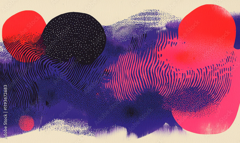 Poster vibrant abstract art with dynamic patterns and bold colors in a modern geometric design