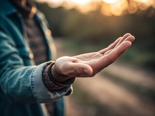 Open hand palm facing forward 