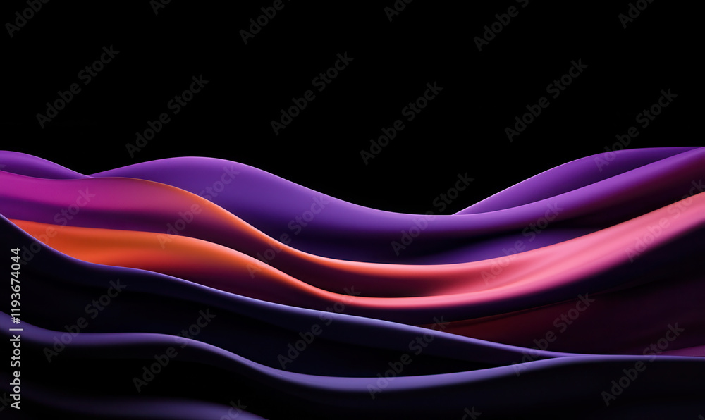 Poster dynamic abstract waves in vibrant purple and orange creating a captivating graphic resource for mode