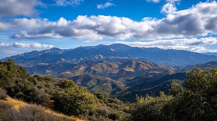 Fototapeta premium Majestic Mountain Landscape Under a Blue Sky