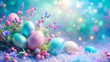 Pastel Easter Abstract Background with Copy Space: Soft Colors & Celestial Design