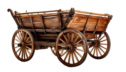 Fototapeta premium dusty Wooden cart isolated on transparent background