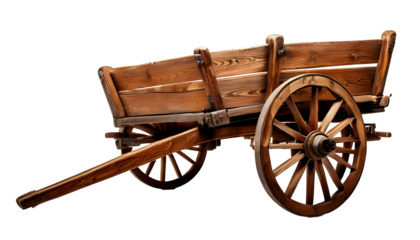 dusty Wooden cart isolated on transparent background