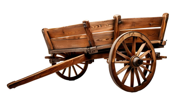 dusty Wooden cart isolated on transparent background