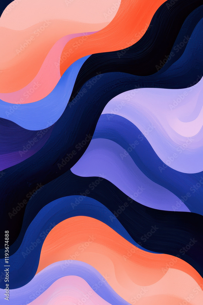 Poster explore dynamic flow with vibrant abstract waves in a captivating colorful pattern design