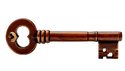 old rusty key isolated on transparent background