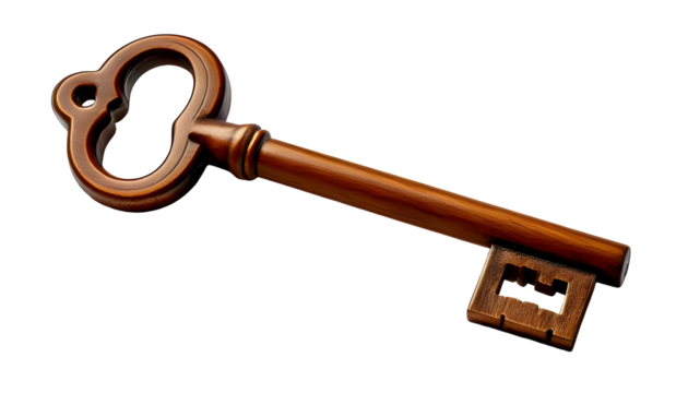 old rusty key  isolated on transparent background
