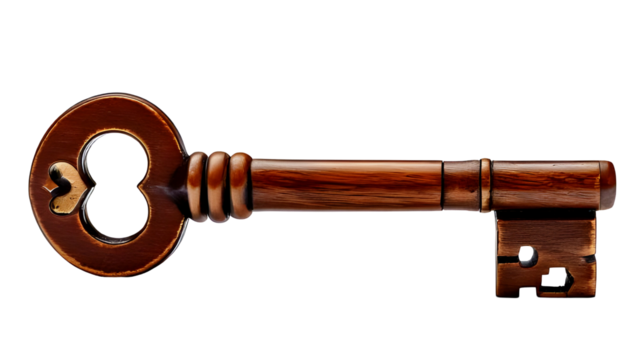 old rusty key  isolated on transparent background