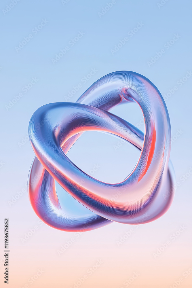 Poster dynamic abstract loop design with gradient colors and geometric elegance against a clear sky backdro
