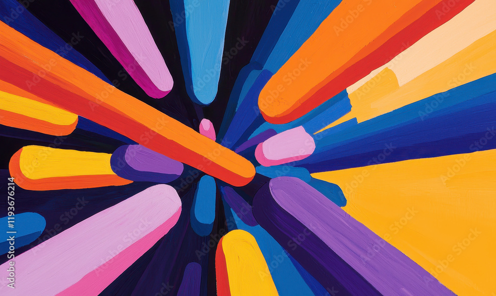 Poster explosive abstract design: a dynamic display of colorful geometric forms in modern graphic artistry