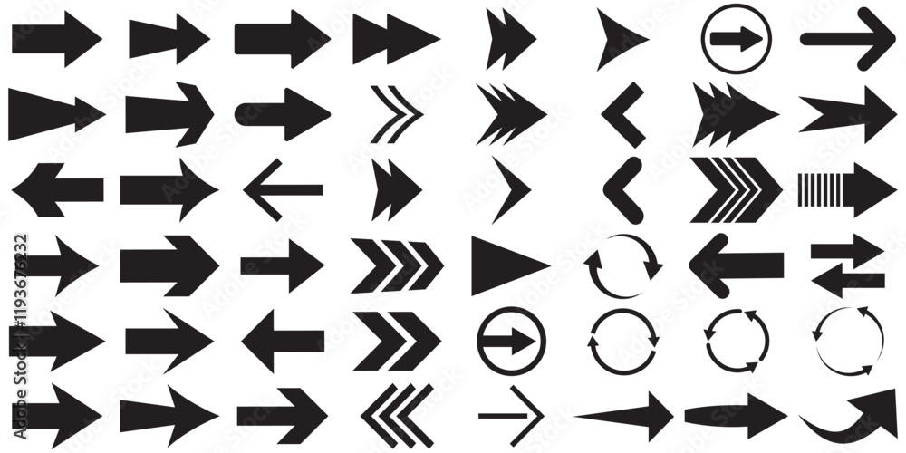 Aufkleber arrow icon set. collection different arrow signs. black arrows icons. arrow black icons isolated on 