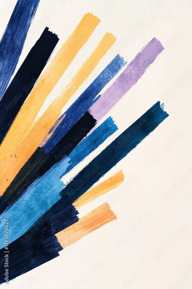 Poster dynamic abstract composition with vibrant brushstrokes and modern aesthetic in a colorful burst of c