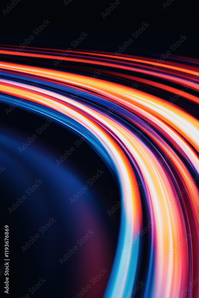 Aufkleber vibrant neon light trails in motion capturing the essence of speed and modern technology in a dynami