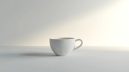 A Minimalist White Cup on a Table Against a Light Background: A Study in Simplicity and Clean Design