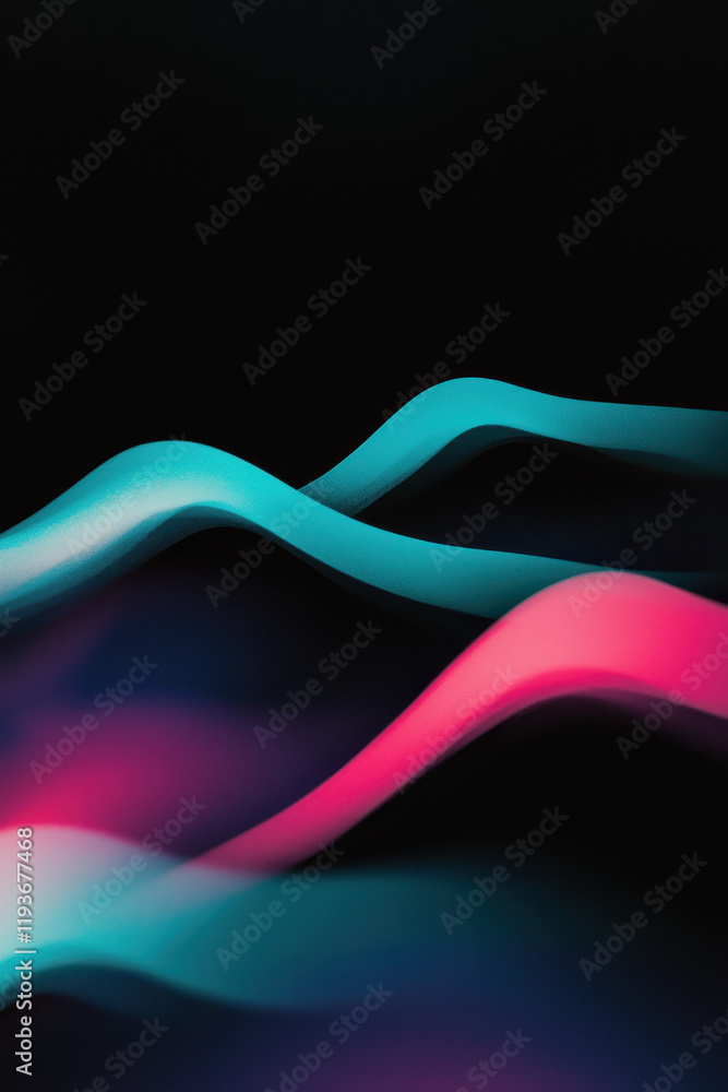 Poster explore the vibrant world of abstract neon waves: a dynamic fusion of colorful curves and illuminate