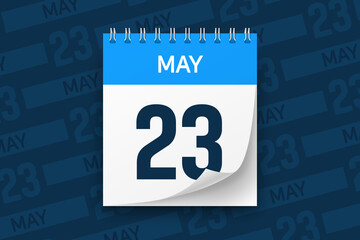Calendar page with date May 23 vector illustration background