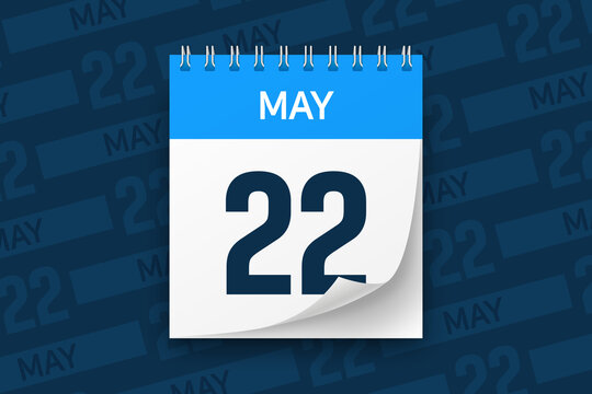 Calendar page with date May 22 vector illustration background