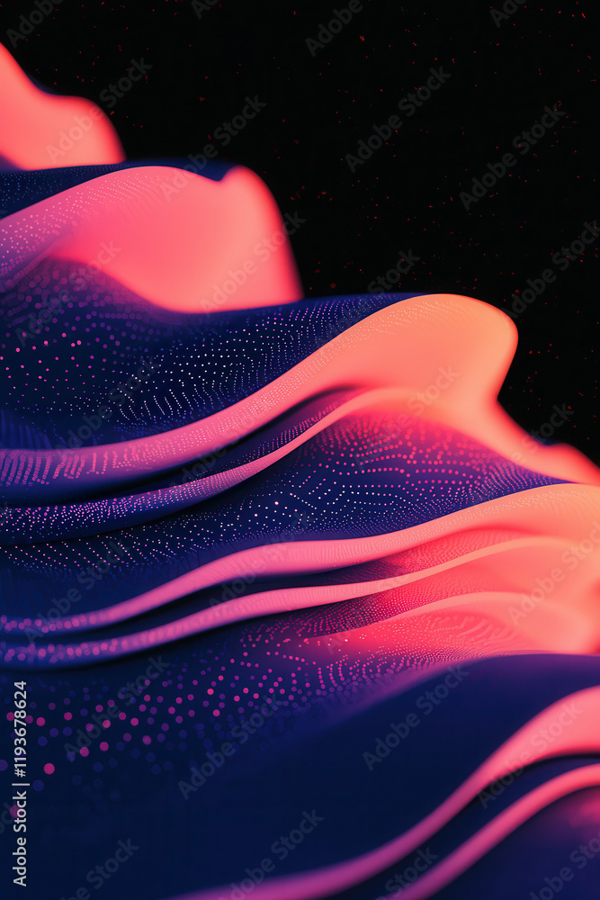 Poster captivating neon waveform: a dynamic exploration of digital layers and futuristic gradients in moder