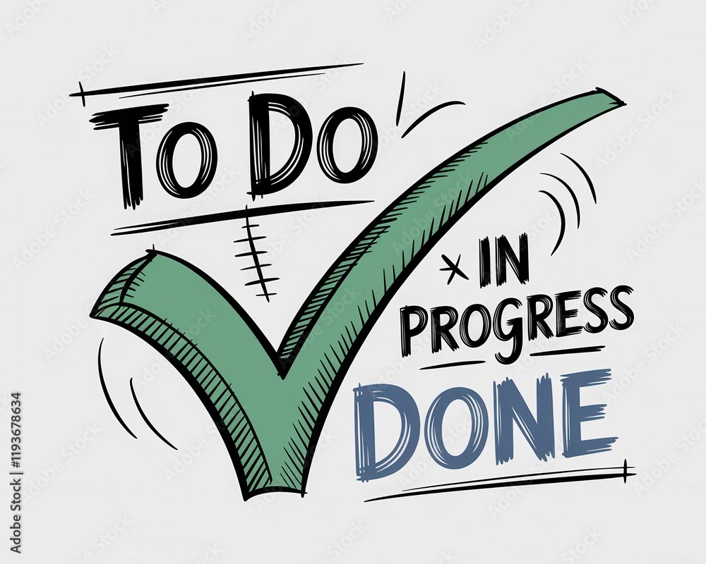 Poster hand drawn to do list checkmark progress done