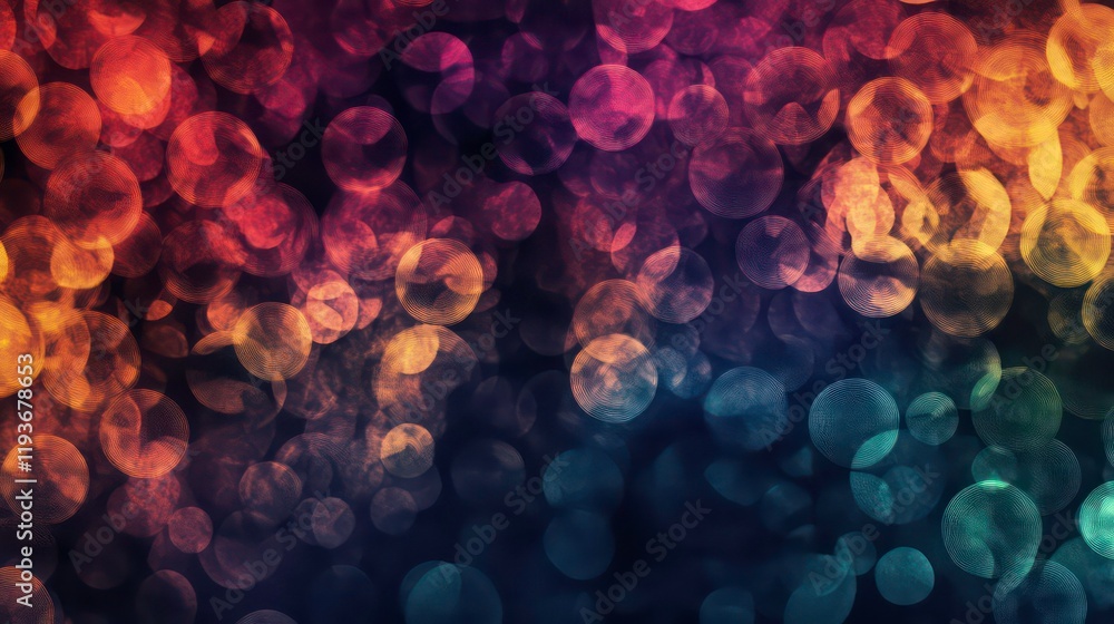 Aufkleber abstract blurred multicolored bokeh lights pattern with circular shapes on a dark background