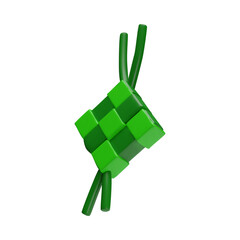 Vector 3D ketupat icon in green with pattern of squares for the Eid al-Adha holiday
