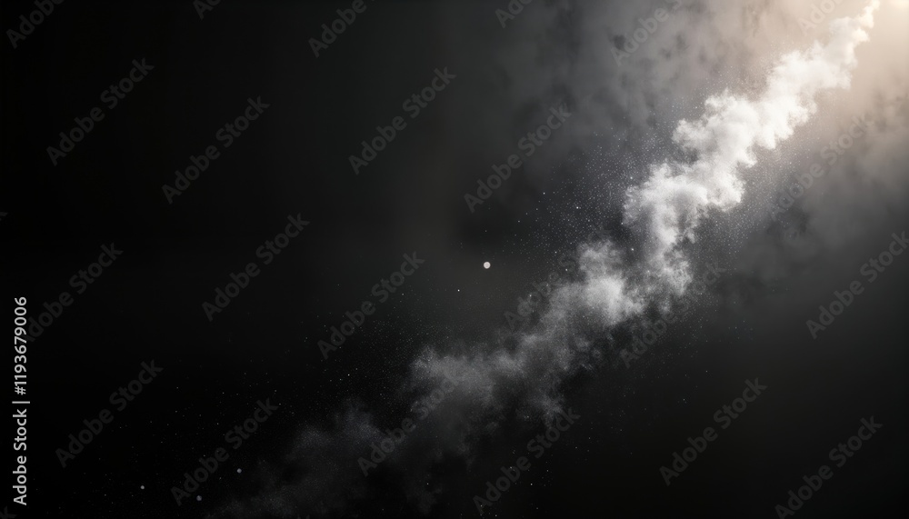 Aufkleber abstract design with black matte background, floating white dust particles. soft light illuminates d