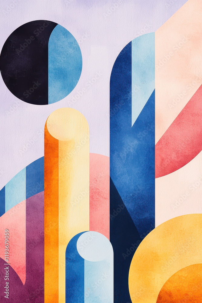 Poster explore a stunning geometric abstract artwork with vibrant colors and dynamic patterns in modern des