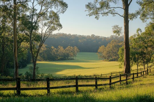 A warm sunny day on a rural paddock near Ballan, Victoria, Australia